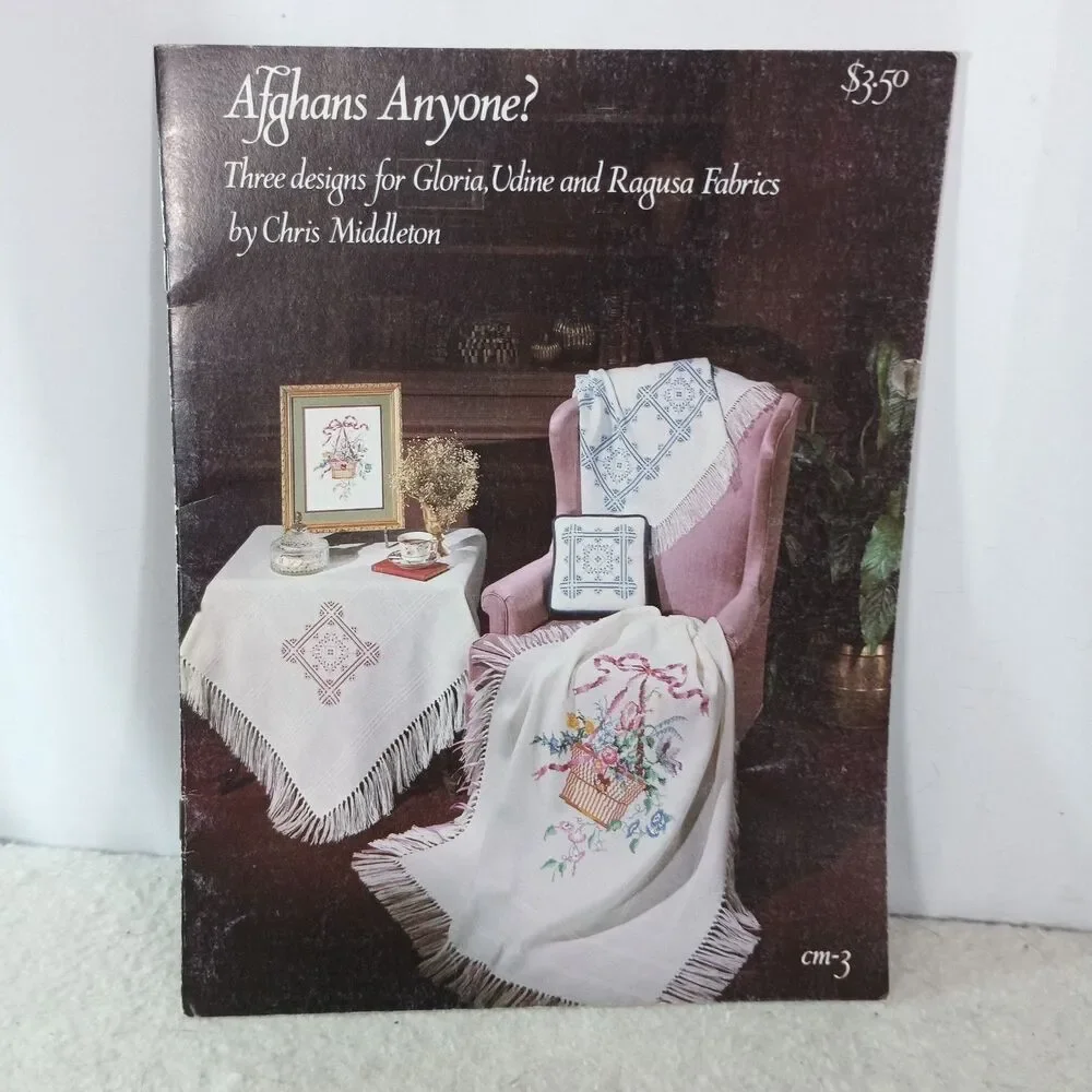 Vintage 1982 Afghans Anyone Chris Middleton Cross Stitch Pattern Book CM-3